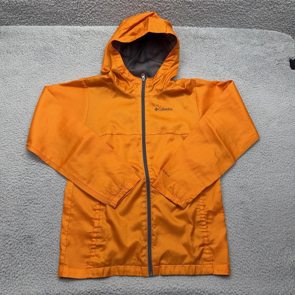 Columbia KB3716 Youth Large 14/16 Hooded Orange Nylon Shell WINDBREAKER Jacket